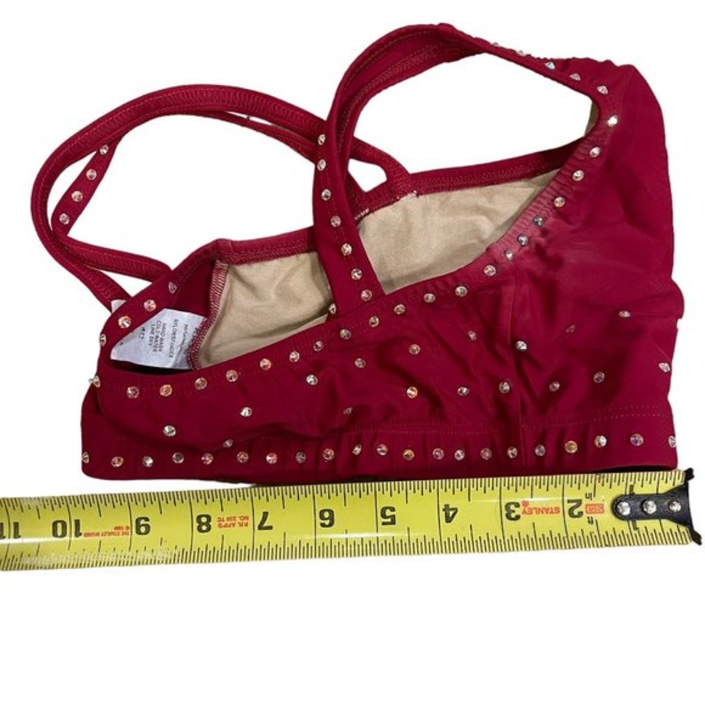 Double Platinum Dance Costume Red Set Girls, Custom Bedazzled Like New Condition - Picture 7 of 8